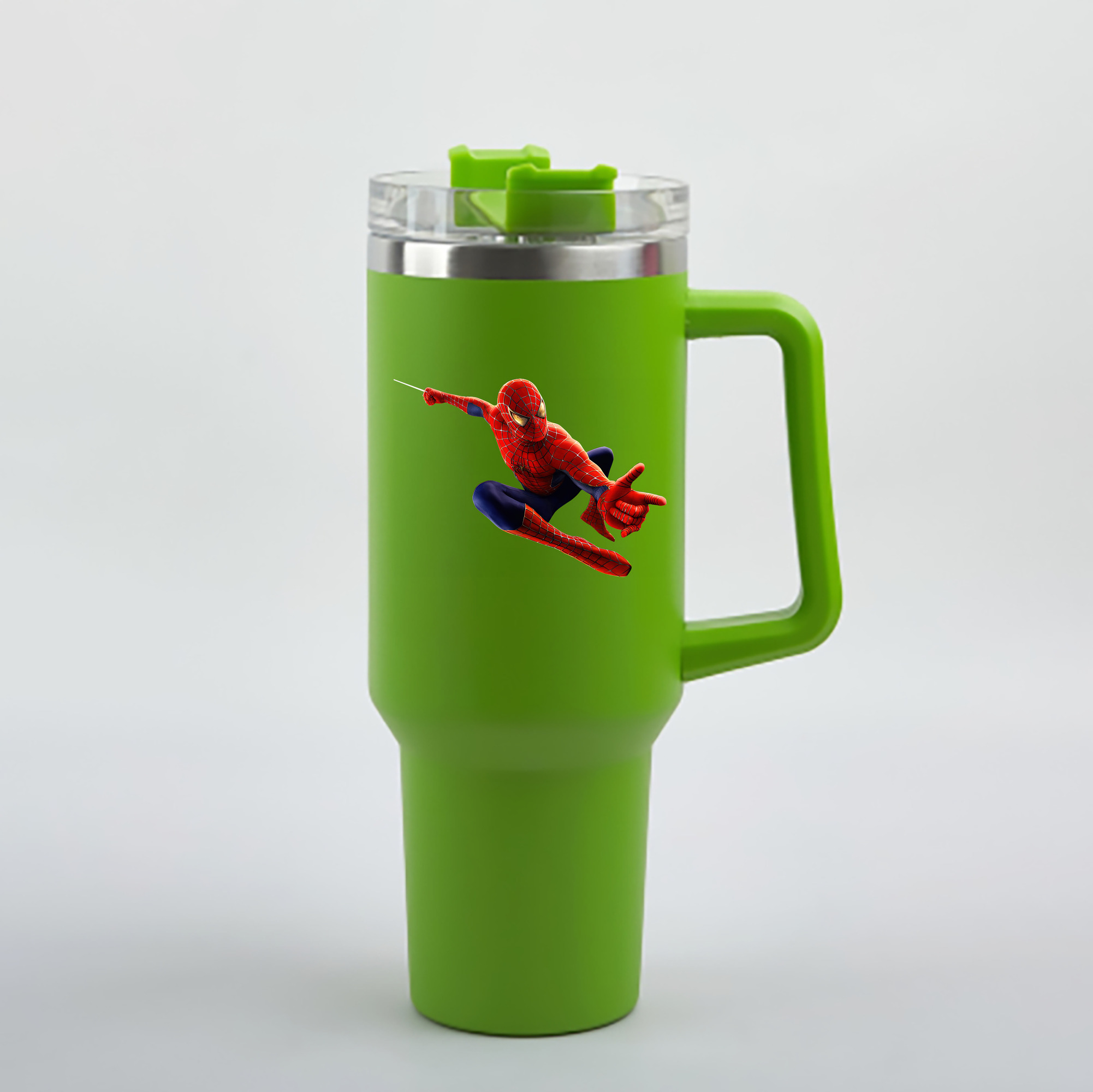 （画像用） Spider Man スパイダーマン 1200mL車用タンブラー - クリスタルステッカー（プラスチックストロー付き）